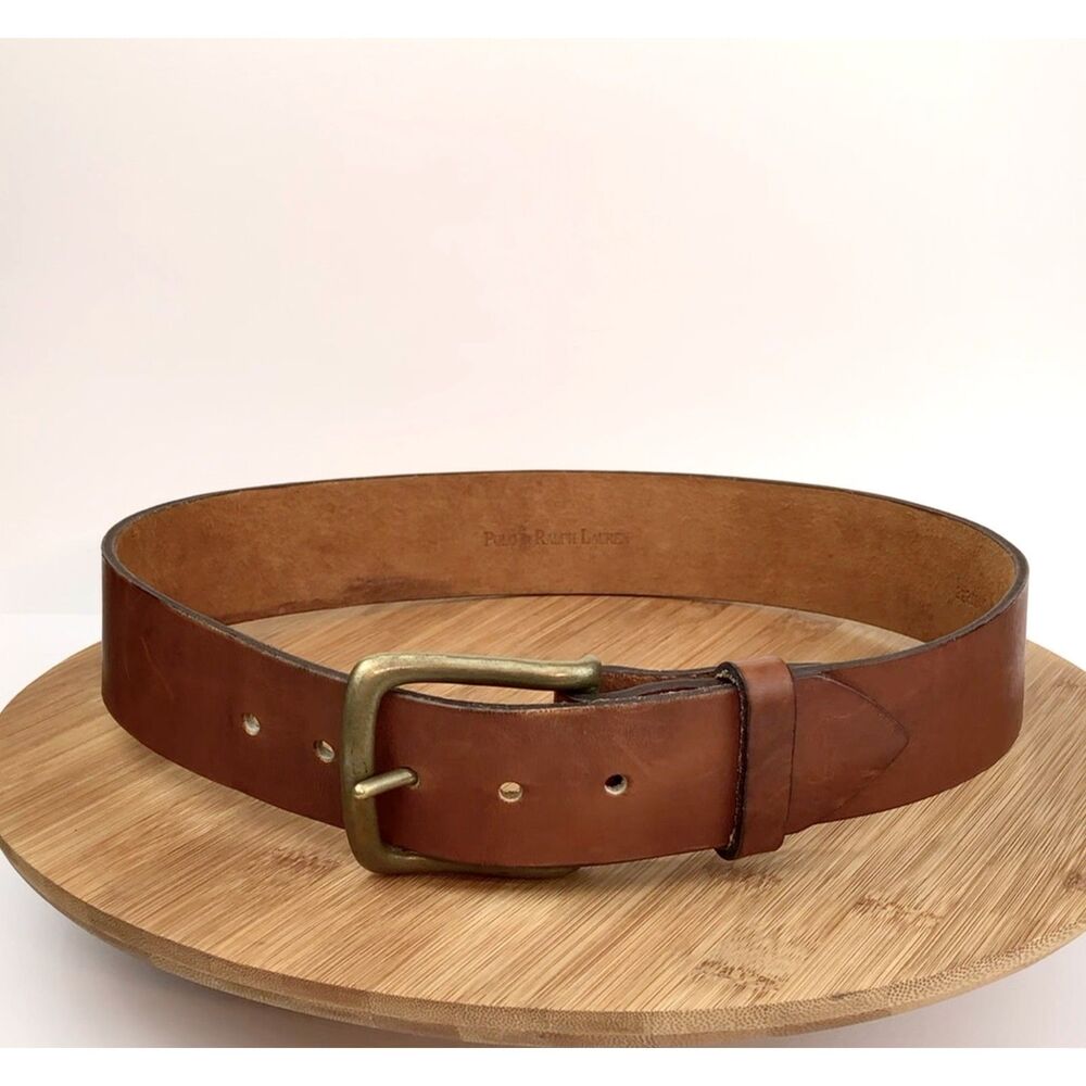 VTG Polo Ralph Lauren Leather Belt Size S Signature Pony Equestrian 28-32"